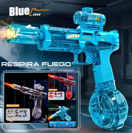 Pistola de agua eléctrica UZI con luz, juego de tiro al aire libre de verano, potente pistola de agua automática .