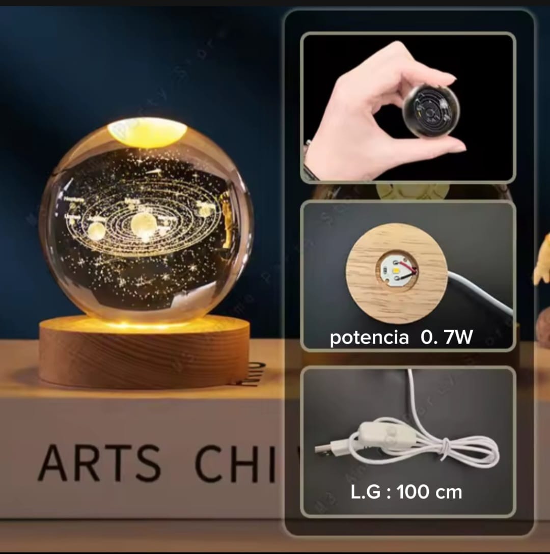 Bola de cristal, lámpara Led nocturna 3D